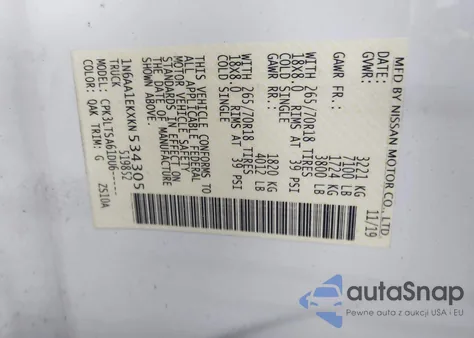 2019 Nissan Titan Sv from USA, damaged, VIN 1N6AA1EKXKN534305
